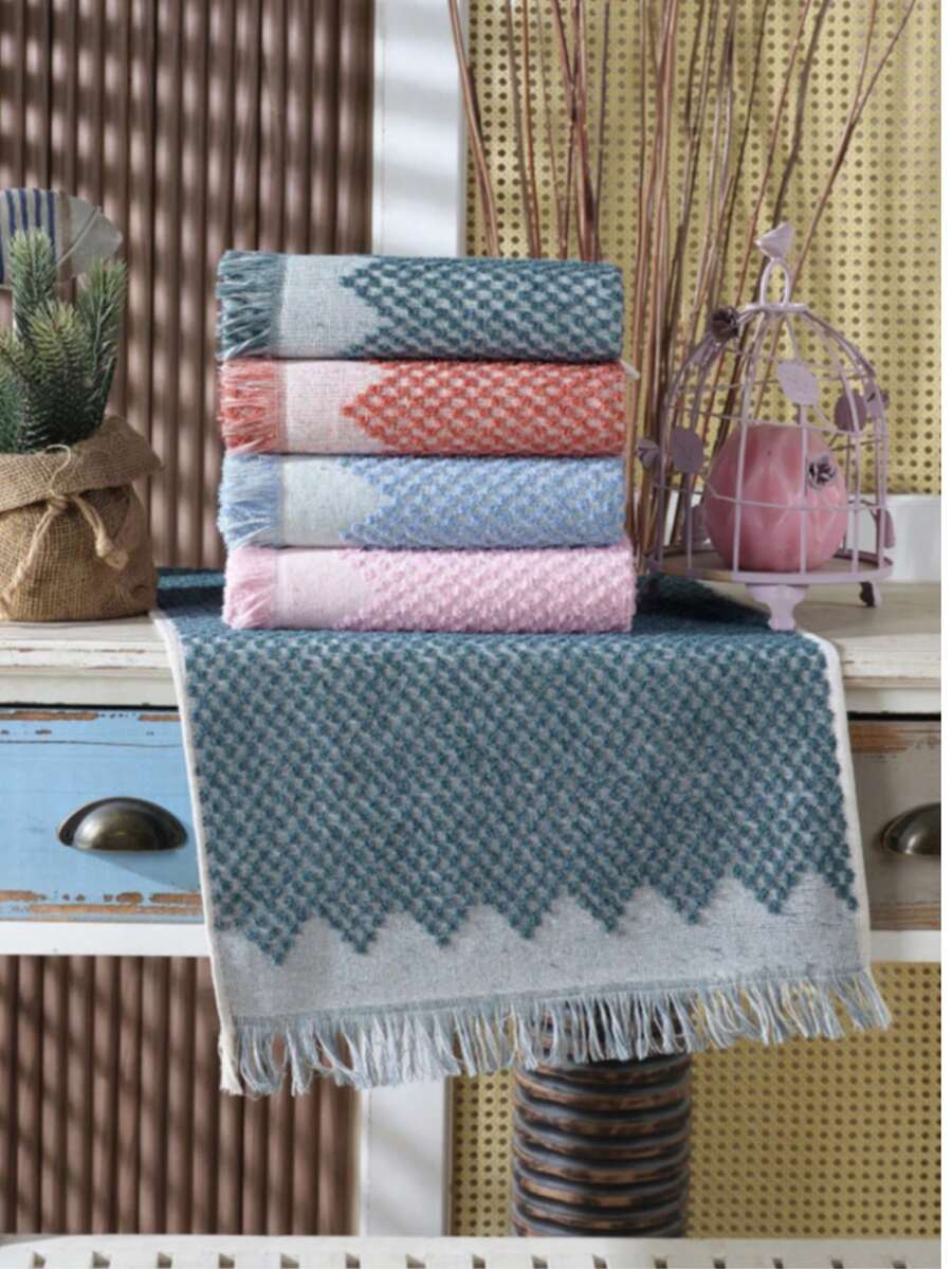 4-Piece Hand And Face Towel Set – 40x70 Cm | 70% Cotton, 30% Polyester | Made In Turkey - Black - View 1