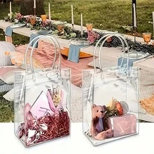 20个PVC透明手提袋、伴娘礼品袋、化妆品包装袋、鲜花袋/节日派对礼品袋、万圣节圣诞礼品袋、可重复使用的透明袋、小型企业用品、购物袋、派对袋、婚礼生日派对礼品袋、工艺袋、派对礼品 - 彩色 - 查看 1