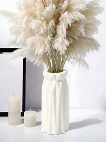 1 pieza Jarrón de plástico blanco, jarrón de aspecto cerámico simple para flores, adecuado para dormitorio, sala de estar, decoración de balcón, mesa de comedor, gabinete de TV, hecho de material PP con diseño antideslizante, adecuado como regalo de cumpleaños o graduación, decoración del hogar, decoración de la habitación, jarrón de flores, jarrón de vidrio