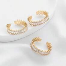 1 par de brincos em formato C brilhantes com zircônia quadrada e incrustação de zircônia para festa/casamento