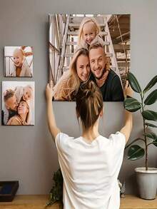 1 Peça Arte em Tela Personalizada com Foto - Decoração de Parede com Padrão Pintado à Mão Personalizado, Decoração Minimalista para Casa - Obra de Arte Emoldurada de Alta Qualidade, Adequada para Sala de Estar, Quarto, Casamento, Aniversário, Presente do Dia dos Namorados - Pôster em Tela, Arte de Parede em Tela, Arte de Quarto, Reprodução Fotográfica de Alta Qualidade, Design Plano 2D, Decoração de Ambiente Perfeita. Vendido por ColorScape. ,Amor Eterno, Arte de Parede da Galeria - Multicolorido - Visão 3