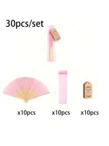 3/15/30pcs/Set, Pink Wood Folding Fan With Gift Bag Thank You Card Set, Thank You Cards, Bridal Bamboo Handheld Folding Fan, Single Party Wedding Bride Shower Decorations, Bridesmaid Bamboo Handheld Folding Fans, Single Party Photo Props,Bridesmaids Gifts And Wedding Decorations, Perfect Wedding Gifts, Wedding Decoration, Very Suitable For Parties And Events, Perfect Summer Accessories, Women's Folding Fan