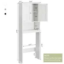 JAMFLY 66" Over The Toilet Storage Cabinet , Bathroom Cabinet With Adjustable Shelves And Open Cabinet With Anti-Tip Device,  Toilet Furniture, Freestanding Shelves For Bathroom Above Toilet, Space Saving Large Above Toilet Cabinet - 白色 - 查看 3