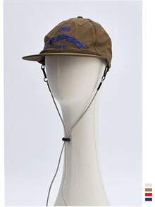 柔软帽顶条纹格子字母刺绣速干遮阳帽，女士透气防晒户外街头抽绳遮阳帽。男女通用速干遮阳帽，撞色设计，适合夏季户外活动、防晒、骑行。 - 字母掛繩 - 查看 16