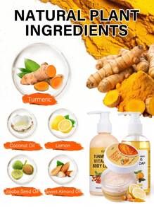 Loção Corporal de Cúrcuma e Vitamina C - Clareia e Uniformiza o Tom da Pele, Hidrata e Suaviza a Pele Seca, Nutre o Corpo, Hidrata e Deixa a Pele Macia e Sedosa