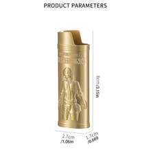 1 pieza Estuche de metal con relieve para encendedor de supervivencia en el campo de batalla, apto para encendedor BIC J6 de tamaño completo - Funda para encendedor de moda y duradera, estuche de metal con relieve de supervivencia en el campo de batalla, a prueba de viento, minimalista, vintage, duradero - Multicolor - Ver 10