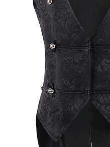 男式纽扣细节提花服装背心