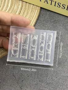 Beautizon Nailartlab 1个复古相框美甲模具，3D浮雕法式风格雕刻相框，硅胶材质，美甲DIY装饰工具，美甲用品，美甲工具，美甲工艺工具，返校季，美甲，美甲工具（适用于美甲贴纸），修甲工具 - 彩色 - 查看 6
