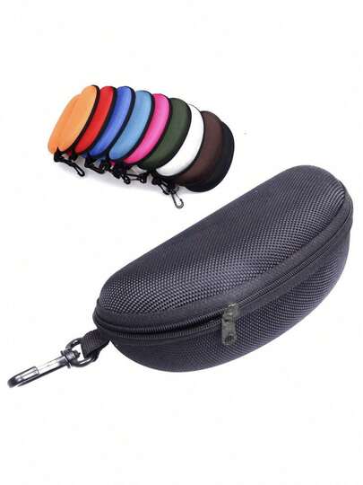 Estuche de gafas de sol a prueba de aplastamiento de EVA - Funda con cremallera resistente al agua de tela Oxford con clip de mosquetón, organizador de gafas portátil y listo para viajar para hombres/mujeres (Opciones elegantes en negro y multicolor)