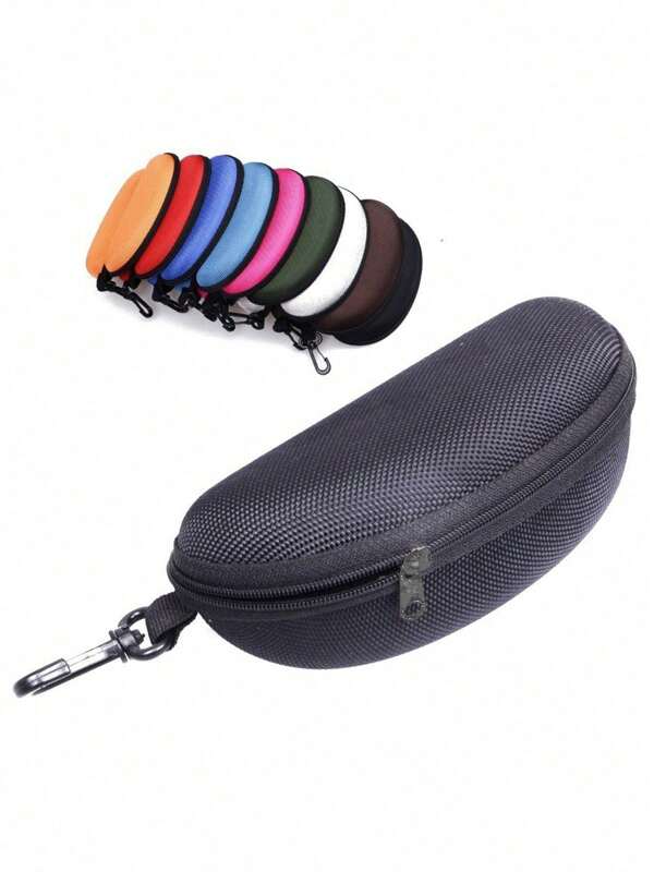Crush-Proof EVA Sunglasses Case - Water-Resistant Oxford Fabric Zippered Storage With Carabiner Clip, Portable Travel-Ready Eyewear Organizer For Men/Women (Stylish Black & Multi-Color Options)