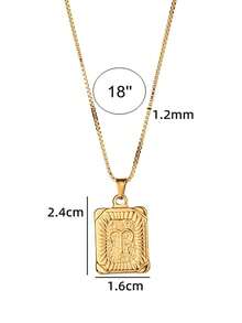 MECYLIFE 1pc Stainless Steel Zodiac Pendant Necklace, Minimalist Constellation Design Versatile Accessory, Comes With Gift Box - Yellow Gold - View 4