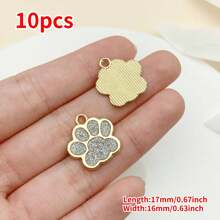 Mix de 10 peças de pingente de pata de gato com gotejamento de óleo em ouro antigo de 17x16 mm, face única, adequado para colar, pulseira, brinco, acessórios para fabricação de joias