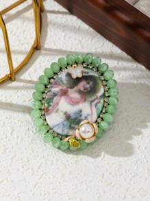 1 Peça Elegante Broche de Retrato de Senhora Fashionista Feito à Mão com e Renda, Joia de Luxo, Adequado como Presente de Encontro e Uso Diário