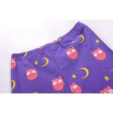 Girls Pure Cotton Summer Pjs Size 2T-14Years, Little Girls Short Sleeve 4-Piece Sleepwear Kids Toddler Pajamas Set - 紫色 - 查看 4