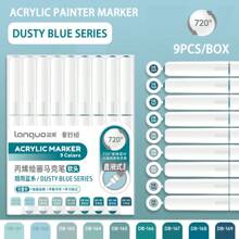Languo 9 Colors Set Acrylic Marker Pens, Soft Tip Large Capacity Ink, Evenly Colored, Odorless, Opaque, Suitable For Stone, Glass, Ceramic, Easter Eggs, Metal, Wood And More - Perfect For Art, Craft And DIY Projects Back To School