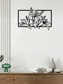 1 Stück elegante Lilien Blumen Metall Wandkunst, abstrakte Umriss Eisen Dekoration, vielseitig einsetzbar für Innen- und Außenbereich, geeignet als Einweihungsgeschenk, Feiertags-, Geburtstaggeschenk, Sammleritem, ideal für Gartenliebhaber, Büro, Wohnzimmer, Schlafzimmer, Terrasse, Küche, Landhausdekoration