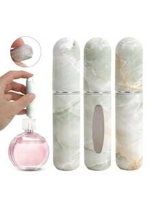 1/4 件大理石纹理图案化妆品瓶，5ml 旅行便携式底部香水灌装喷雾瓶，可重复使用的香水分配工具，多种图案可供选择，适用于男士和女士 - 彩色 - 查看 14