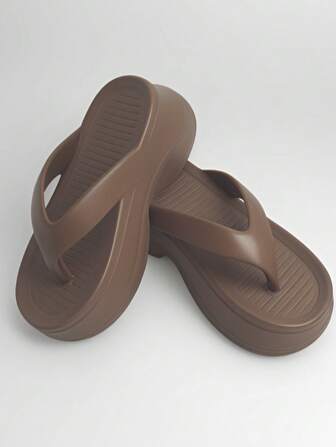 Women's 8cm Platform Fashion Elegant Flip Flops Comfortable Casual Slip On Sandals Suitable For Rainy Season, Beach And Vacation