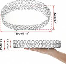 Crystal Vanity Tray Mirrored Dresser Perfume Trays For Makeup Tray Cosmetic Skin Care Storage, Jewelry Trinket Organizer Tray For Bathroom Countertop Home Decor (Medium, Silver) - Silver - View 7