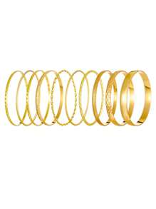 10 Pieces Of Fashionable Steel Bracelets, Suitable For Women And Men, Twisted Texture Bracelets, Gold And Silver Jewelry, Personalized Streetwear, Gothic Gifts (With Slight Irregular Marks On The Surface)