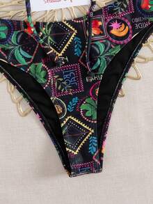 女士性感抹胸比基尼套装：全身印花泳衣，适合夏季海滩和节日 | 优雅假期 - 彩色 - 查看 5