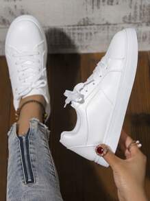scarpi sportivi bianche casual da donna per primavera/autunno, scarpe da ginnastica piatte antiscivolo, scarpe da corsa sportive versatili