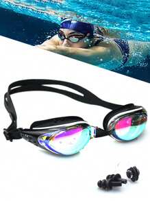 Swimming Cap And Goggles Set (Including Nose Clip And Ear Plugs)