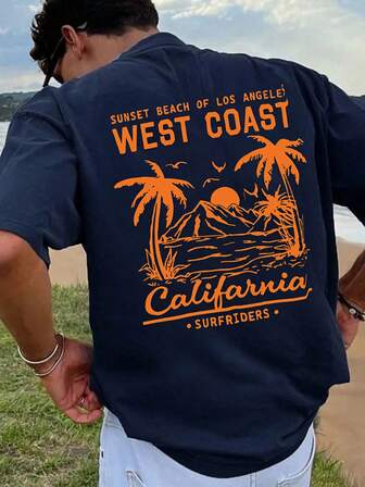 Camiseta de manga corta holgada y con estampado de diseño elegante, una prenda esencial para el verano que es fácil de combinar y que muestra tu estilo