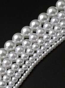 1pack 3-14mm Of White Faux Pearl Round Beads DIY Decoration