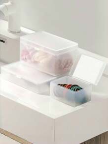 Transparente Desktop Aufbewahrungsboxen mit Deckel in verschiedenen Größen, Karteikartenaufbewahrungsschubladenbox, unverzichtbarer Desktop-Organizer
