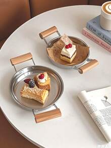 1 件不锈钢厨具，韩式双柄木锅，适用于拉面、煎锅、海鲜锅、韩式煎锅、烤饭、意大利面、炸鸡的盛菜盘 - 彩色 - 查看 1