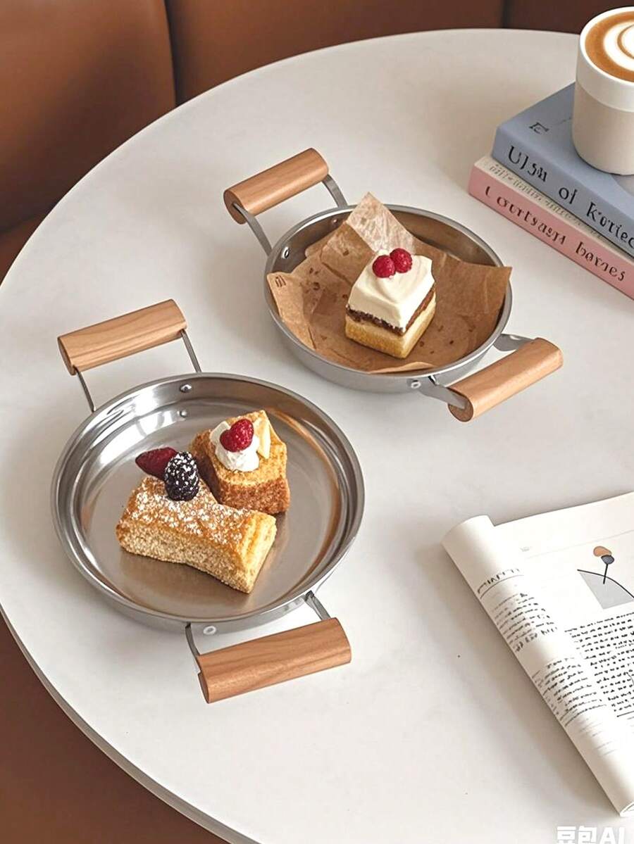 1 件不锈钢厨具，韩式双柄木锅，适用于拉面、煎锅、海鲜锅、韩式煎锅、烤饭、意大利面、炸鸡的盛菜盘 - 彩色 - 查看 1