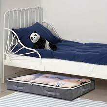 带手柄的超大床下储物袋 - 可折叠无纺布收纳袋，用于整理衣服、被子和床上用品，耐用的卧室下空间存储解决方案，被子收纳袋 | 清晰可见的窗口 | 拉链封口，床下储物 - 彩色 - 查看 3