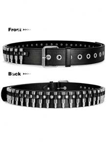 1pc Unisex Bullet Buckle Punk Y2K Style Personalized PU Leather Belt
