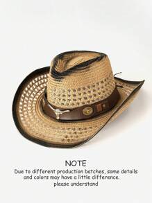 1pc Bohemian Style Animal Print Rivet Water Drop Shaped Casual Hat, Versatile For Men And Women, All Season