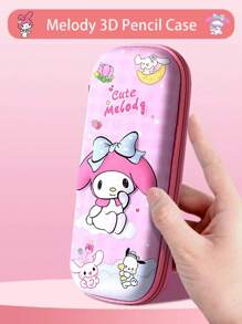 Sanrio 1 PC Sanrio 3D Pencil Case, Large Capacity Polyester Stationery Pencil Box With Kuromi & For Cinnamoroll Designs, Creative Cartoon Storage For Students, Gift Idea , Back To School Gifts