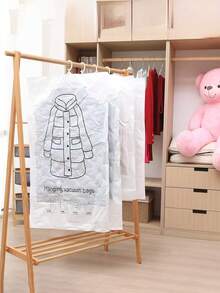 4/1pc Hanging Garment Storage Bag, Vacuum Compression Bag, Clothing Compressor Bag, Dust-Proof Compression Bag, Large Capacity Wardrobe Storage Bag, Travel Garment Compression Bag, Foldable Storage Bag, Transparent Compression Bag, Bedding Compression Bag, Clothing Compression Bag, Moisture-Proof Compression Bag, Vacuum Storage Bag, Vacuum Sealing Bag, Essential Organizer For Clothes, Suits, Jackets - White - View 3