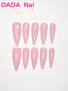 10 Pcs Pure Handmade Press-On Almond-Shaped Nails, Pink Nails, Simple Solid Color Nails, Mother's Day Nails, Spring, Summer, Autumn, Winter Press-On False Nails Fully Cover Nail Tips, Four Seasons Nails Home DIY Nails, Nail Supplies Nail Art Supplies, Detachable And Reusable, With A Nail Art Tool Kit, Is The Best Gift For Women. - Pink - View 21