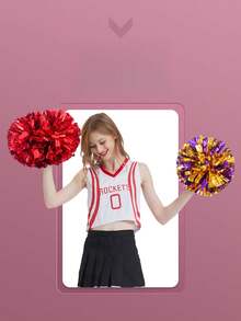 8 件带手柄的啦啦队绒球，舞蹈道具绒球 - 彩色 - 查看 7