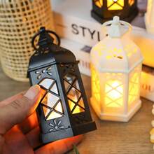 12pcs/Set Vintage LED Lantern String Lights, Ideal As Halloween And Christmas Party Table Centerpieces. These Mini Lanterns Come With Flickering LED Candles, Adding A Sparkling Touch To Christmas Table Settings. They Are Vintage Hanging Lanterns, Also Styled As Moroccan Lanterns, And Serve As Essential Decorative Items For Weddings, Christmas, And Halloween. - Đèn gió lục giác - Xem 6