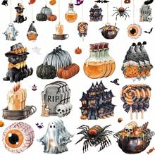Halloween Tree Wood Ornaments 36 Pcs Set Pumpkin/Ghost/Castle Hanging Decoration For Classroom Home Office Home Decor Halloween Decor Fall Decor Room Decor