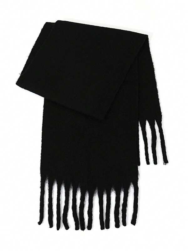 1pc Women's Autumn/Winter New Plush Tassel Scarf, Thick Warm Comfortable Daily & Outdoor Wrap Shawl