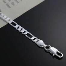Charms Classic 4mm Sideways Chain 925 Sterling Silver Plated Bracelet Trang sức Tiệc cưới Quà tặng Giáng sinh - Bạc - Xem 4