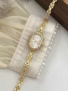 1 pieza Reloj de cuarzo ovalado retro para mujer, adecuado para decoración diaria - Unitalla - Ver 1