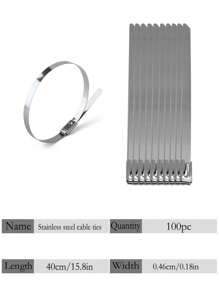 100pcs Stainless Steel Self-Locking Cable Ties, Rust-Proof, Corrosion-Resistant, High Temperature Resistant, Industrial Metal Zip Ties