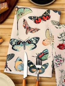 2 Pcs Wildflower Kitchen Towels, 16x24 Inch Vintage Hand Towels Absorbent Plant Floral Dish Towels, Farmhouse Kitchen Bathroom Decorations - 蝴蝶2 - 查看 3