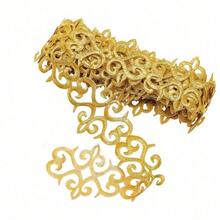 1米/卷 35毫米金色蕾丝花边刺绣熨烫花朵蕾丝丝带工艺品 DIY 服装派对婚纱装饰，背面含热熔胶 - 彩色 - 查看 9
