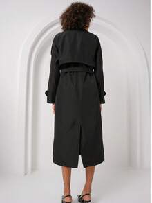 Plain Casual Zip-Up Pocket Front Jacket - Black - View 5