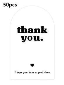 50pcs Thank You Stickers For Rectangular Gift Wrapping Airplane Box Sealing Stickers Black White Pink Gift Packaging Stickers