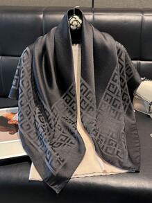 1pc Women Simple Geometric Print Shiny Scarf, Elegant Shawl/Hijab/Head Wrap For All Season Sun Protection